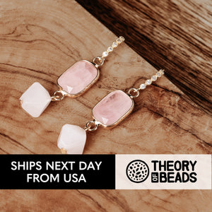 Pink Rose Quartz Geometric Dangle Earrings