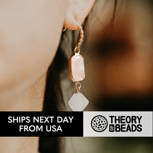 Pink Rose Quartz Geometric Dangle Earrings