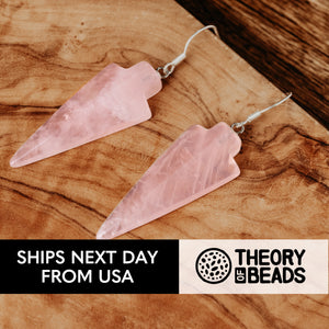 Pink Rose Quartz Heart Earrings