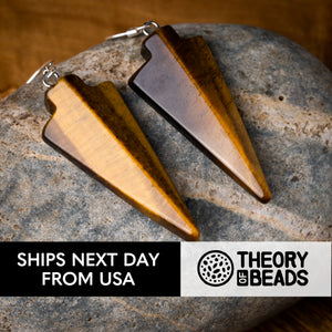 Tiger Eye Arrowhead Dangle Earrings