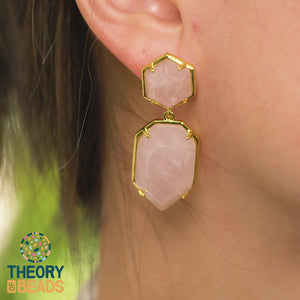 Retro Pink Rose Quartz Earrings