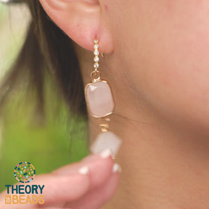 Pink Rose Quartz Geometric Dangle Earrings