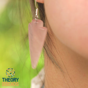 Pink Rose Quartz Heart Earrings