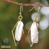 White and Gold earrings made with natural freshwater pearls | Theory of Beads