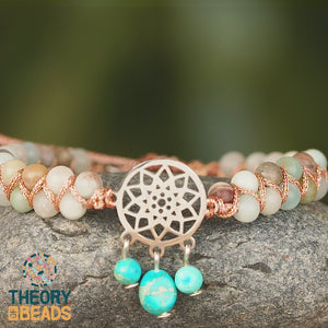 Stackable meditation bracelet with amazonite stone beads