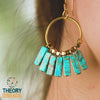 Dangle earrings in blue and gold with natural turquoise stone by Theory of Beads