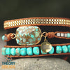 Natural blue and gold turquoise stone bracelet