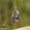 labradorite stone pendant with gold chain 