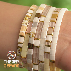 White and Gold Tila Beads Bracelets