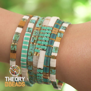 Turquoise Blue and Gold Tila Bead Bracelets