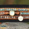 Theory of beads handmade three leather wrap bracelet with natural opal stone 