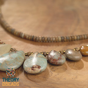 teardrop brown and blue jasper stone necklace 