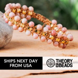 Theory of beads natural rhodonite bracelet with gold nuggets