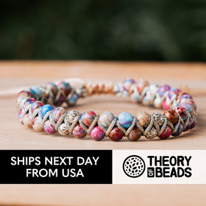 Theory of beads women's braided bracelet with jasper stones