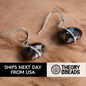 Blue Green Sparkling Silver Natural Stone Earrings | Theory of Beads