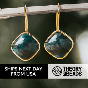 Dark Blue and Gold Geometric Apatite Stone Earrings For Her 