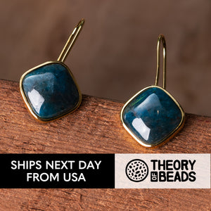 Blue and Gold earrings for her with natural apatite stones by Theory of Beads