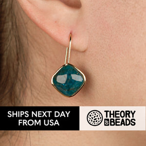 Blue and Gold natural gemstone earrings for her by Theory of Beads