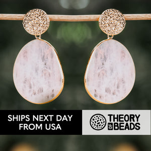 Handmade rose quartz gold earrings for her