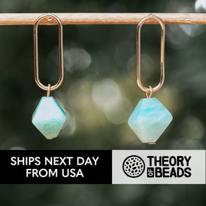 Light Blue and Gold earrings with geometric amazonite gems by Theory of Beads