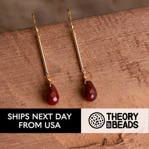 Exquisite red and gold earrings with Jasper stone work for women by Theory of Beads 