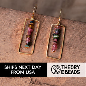 Theory of Beads' Mix Stone Rectangle Earrings for Her 