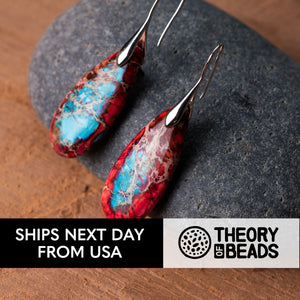 Red and Blue earrings with natural gemstones for her Theory of Beads