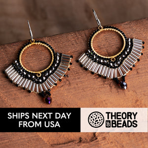 Silver and black quartz crystal earrings for her by Theory of Beads