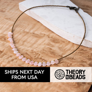 Pink and gold natural rose quartz choker for her