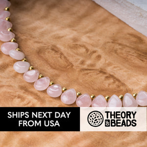 Pink and gold natural rose quartz stone choker for her