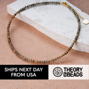 Theory of beads grey and gold natural stone choker with labradorite stones