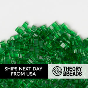 Transparent Green Half Miyuki Tila Beads