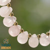 Handmade natural healing rose quartz stone necklace. Pink and gold necklace for her