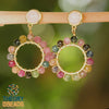 Multi-stone earrings black pink green and gold earrings with natural stones