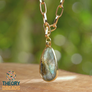 Mysterious Teardrop Labradorite Necklace