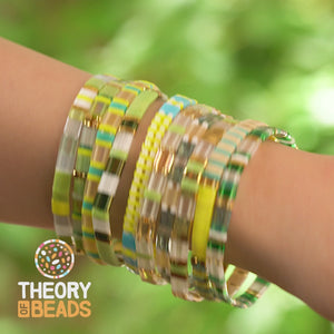 Lemony Green Tila Beads Bracelets